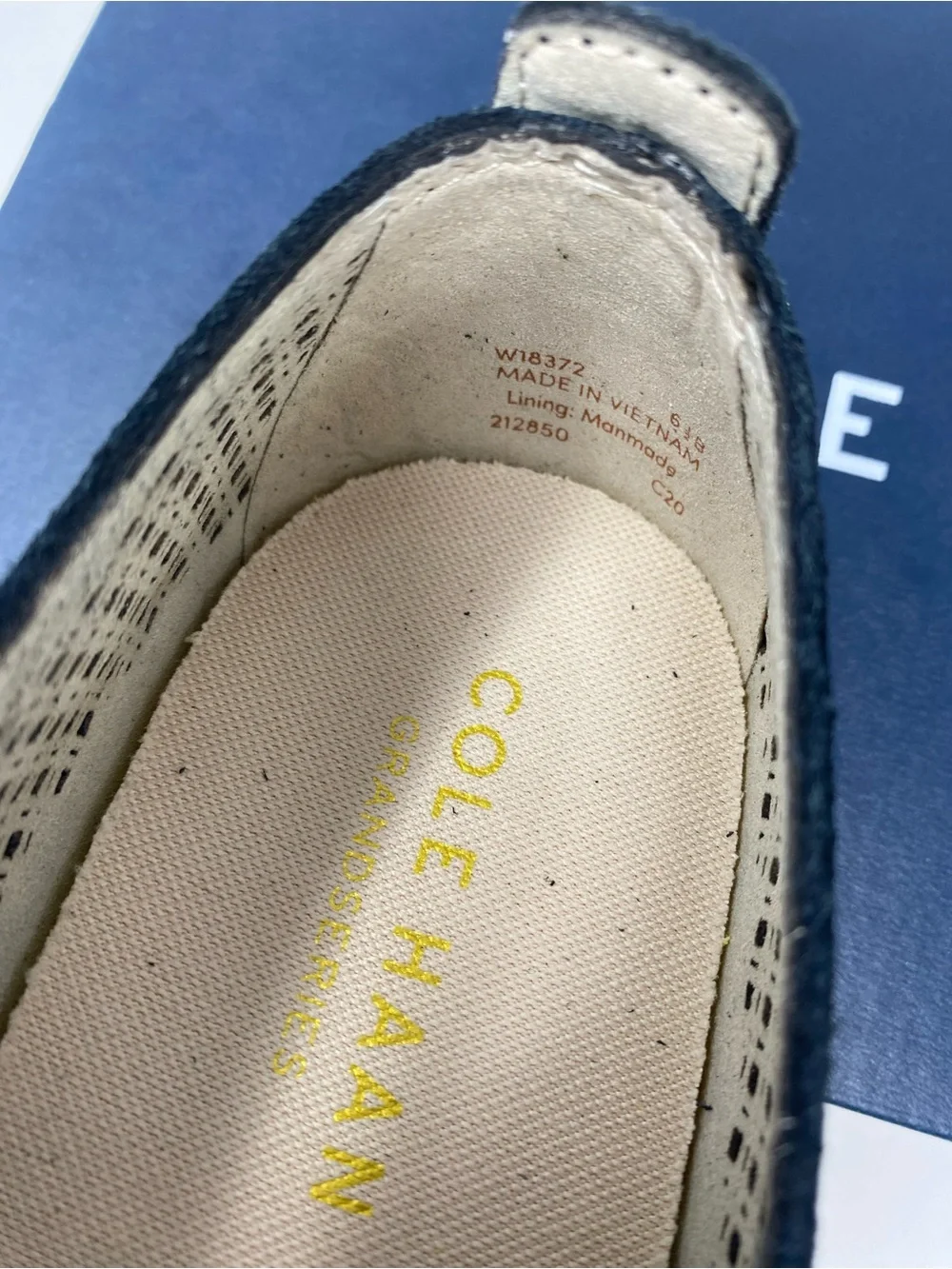 Cole Haan Black Woven Lace-Up Espadrille with Tan Soles